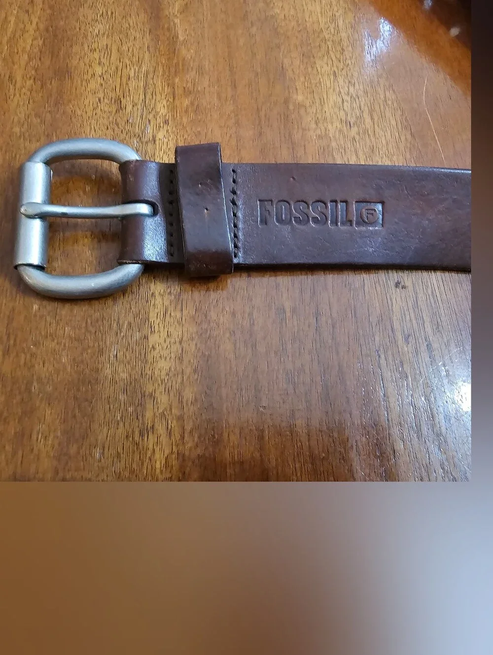 Fossil Brown Leather Men's Belt with Silver Buckle